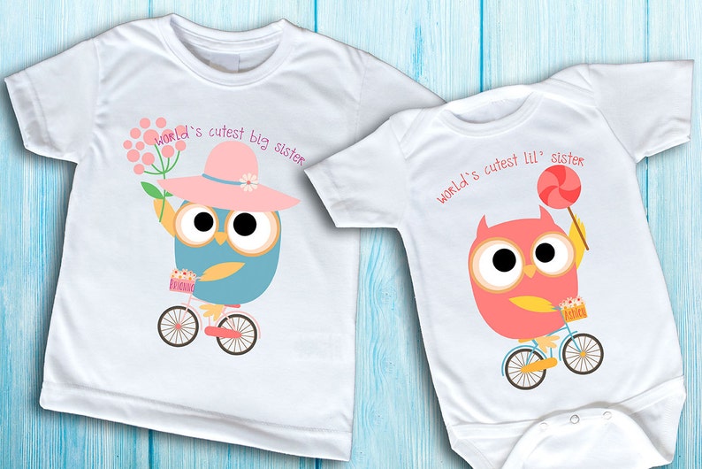 Big Sister Little Sister t-shirts fun shirt for kids name shirt and onesie girls top t-shirt for girls cute owl shirt custom t-shirt