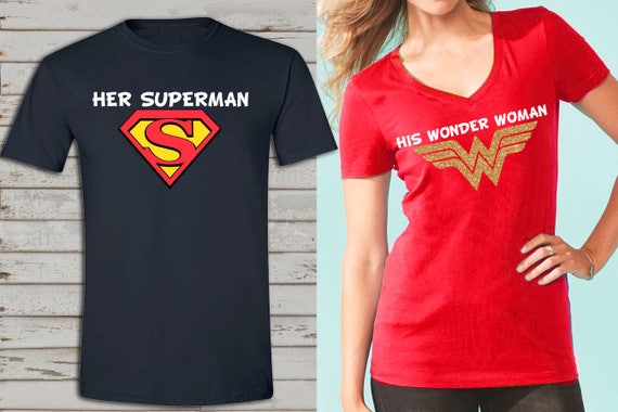 superman and wonder woman couple shirts