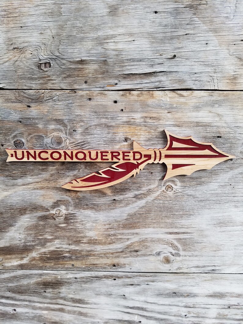 Fsu Football Wooden Spear Personalized Florida State University Available In Black Or Garnet Fear The Unconquered