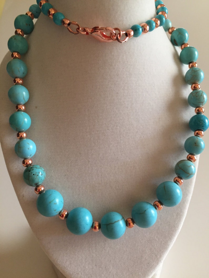 Necklace Copper Necklace Beaded Necklace Turquoise - Etsy
