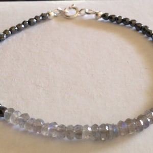 925 Silver Bracelet, Hematite/Labradorite bracelet, silverbymaggie, silver bracelet, beaded bracelet, boho bracelet, gemstone bracelet,