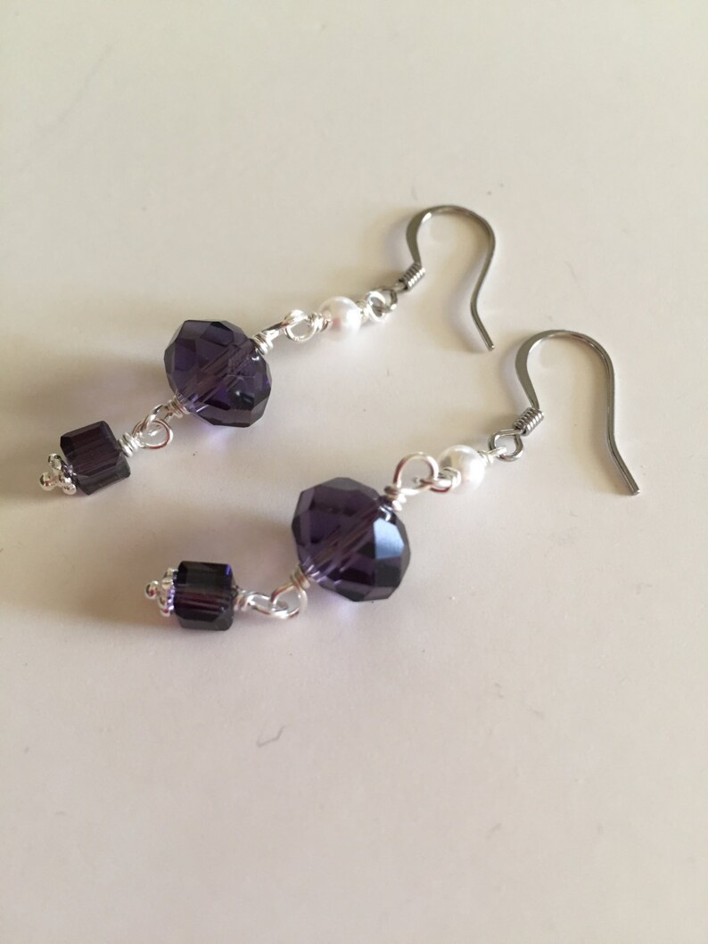 Stainless Steel Earrings Crystal Earrings Pearl Earrings Etsy