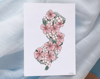 Pink Floral New Jersey Print