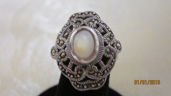 Pearl Marcasite Ring - image 5