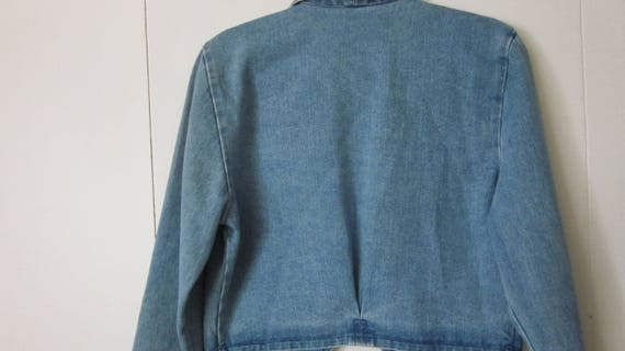 Denim Jacket with Lace Collar Vintage Clothes Sale - image 3