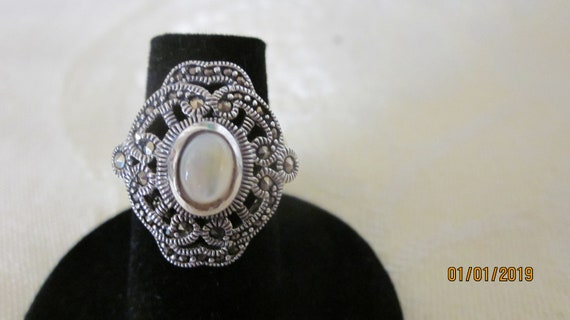 Pearl Marcasite Ring - image 1