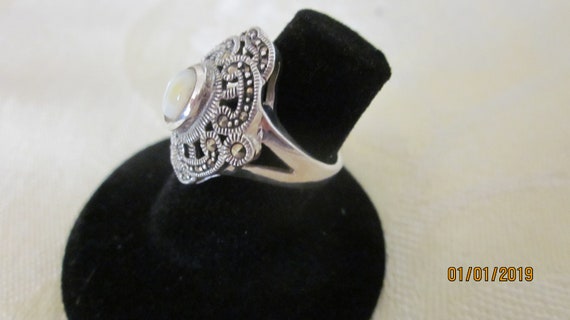 Pearl Marcasite Ring - image 2