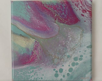 Turquoise - An 8" x8" Acrylic Poured Painting