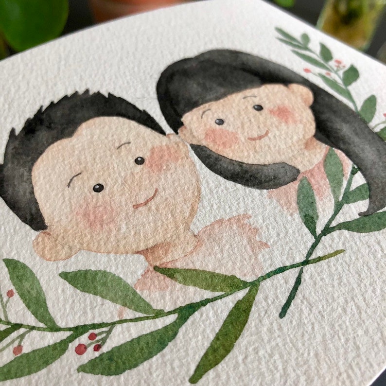 Custom Couples / Family / Friends / Pets Watercolor Painting image 2