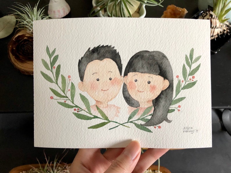 Custom Couples / Family / Friends / Pets Watercolor Painting image 3