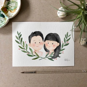 Custom Couples / Family / Friends / Pets Watercolor Painting image 1