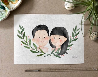 Custom Couples / Family / Friends / Pets Watercolor Painting