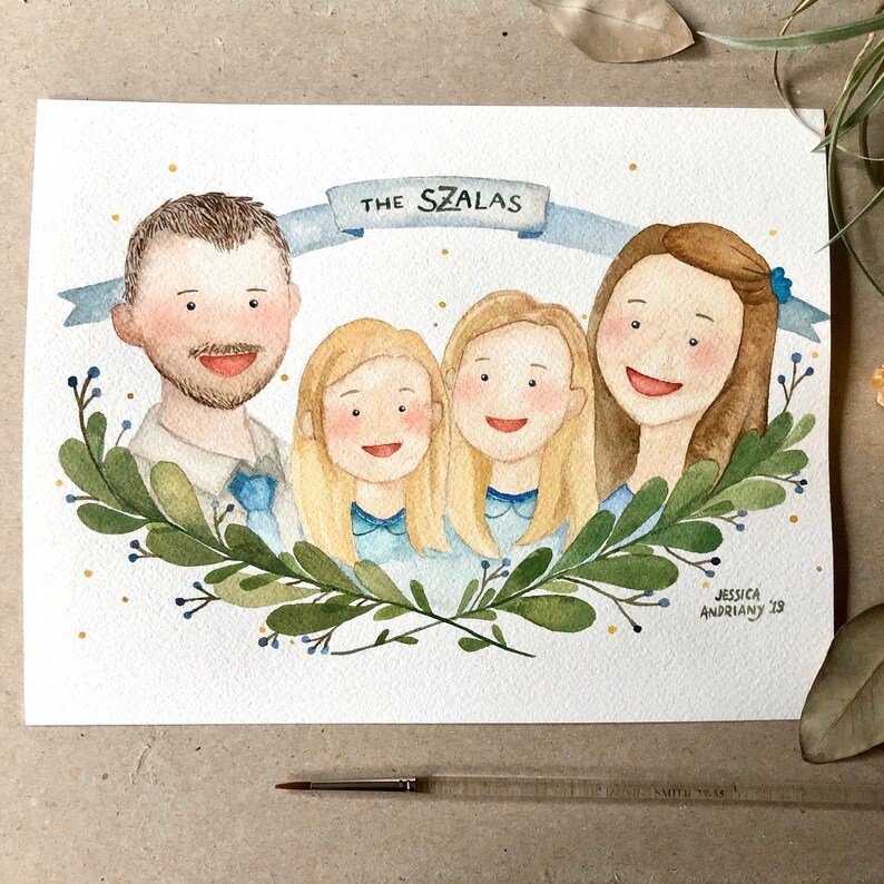 Custom Couples / Family / Friends / Pets Watercolor Painting image 6