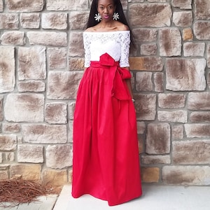 Satin Taffeta Maxi Ball Skirt with Bow &quot;CEOLA&quot; (XS - 6XL) Several COLORS, Any Length, Any Size