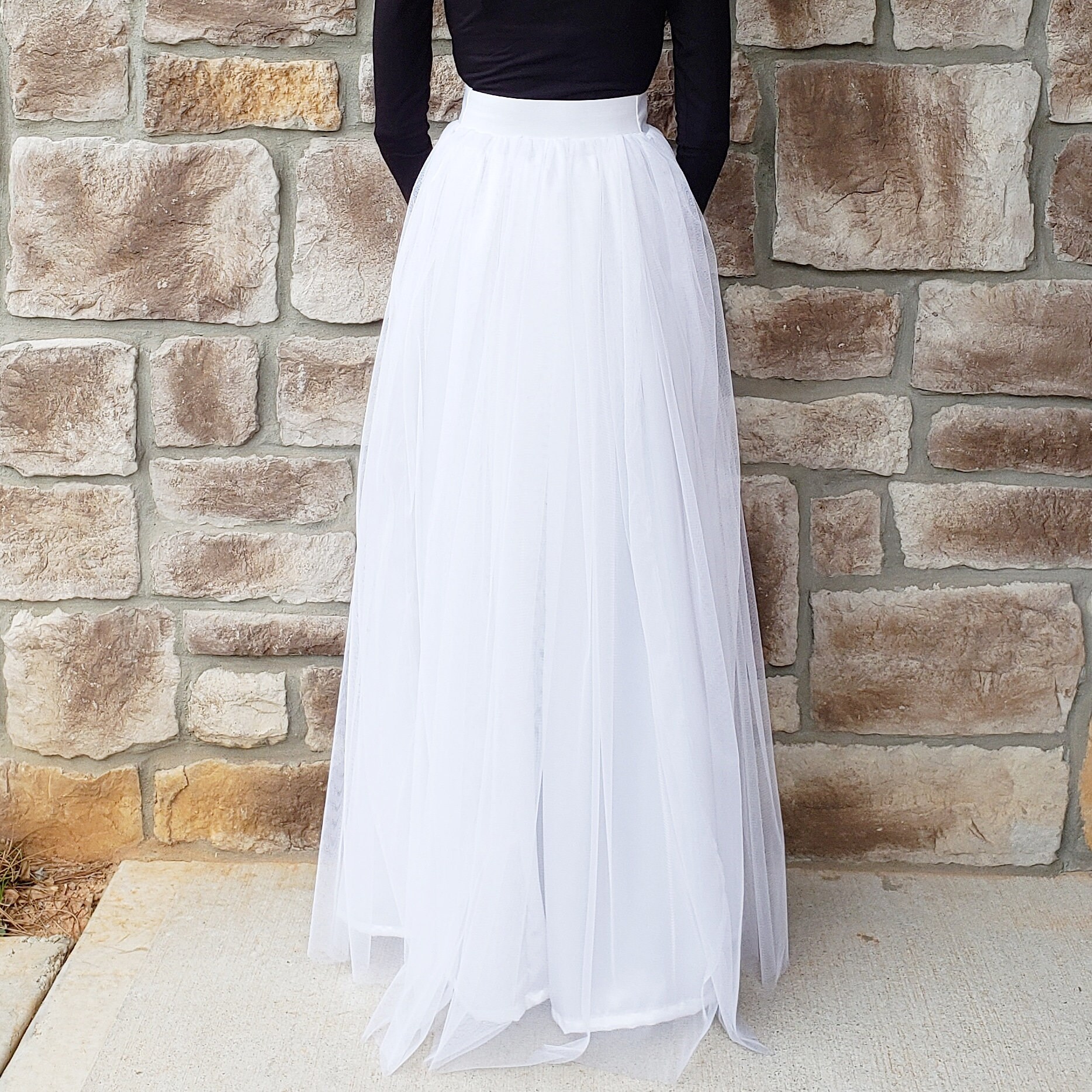 hitomiさま【acka】tulle long skirt white Silky Mesh Tulle Maxi Skirt