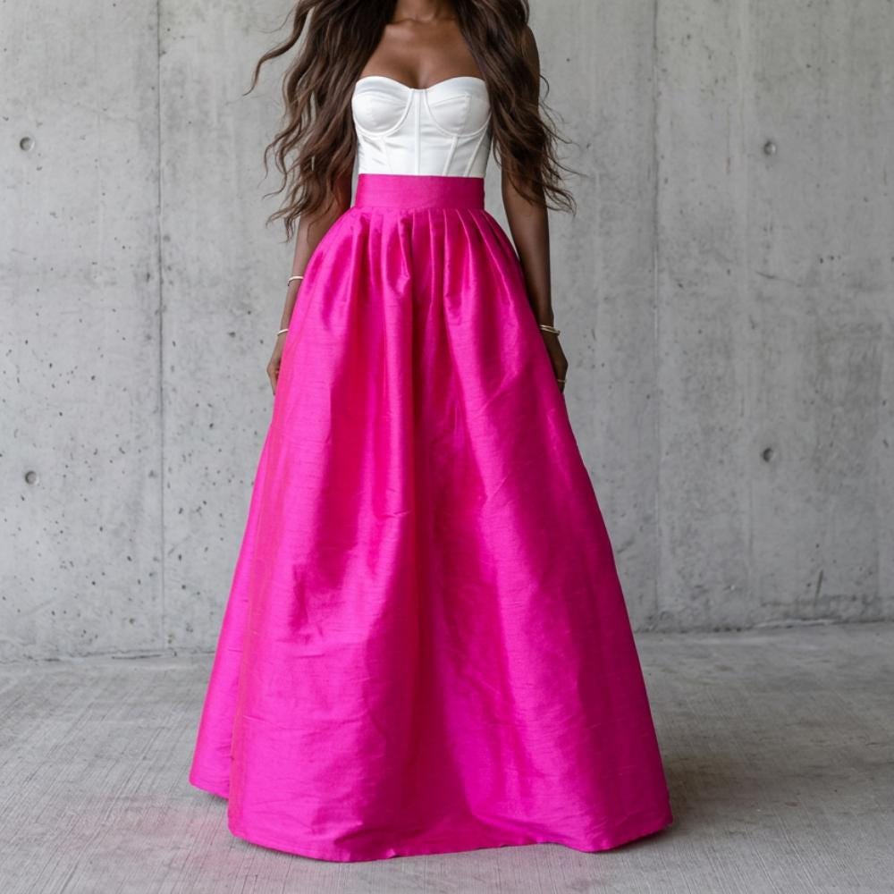 Faux Dupioni Maxi Ball Skirt 