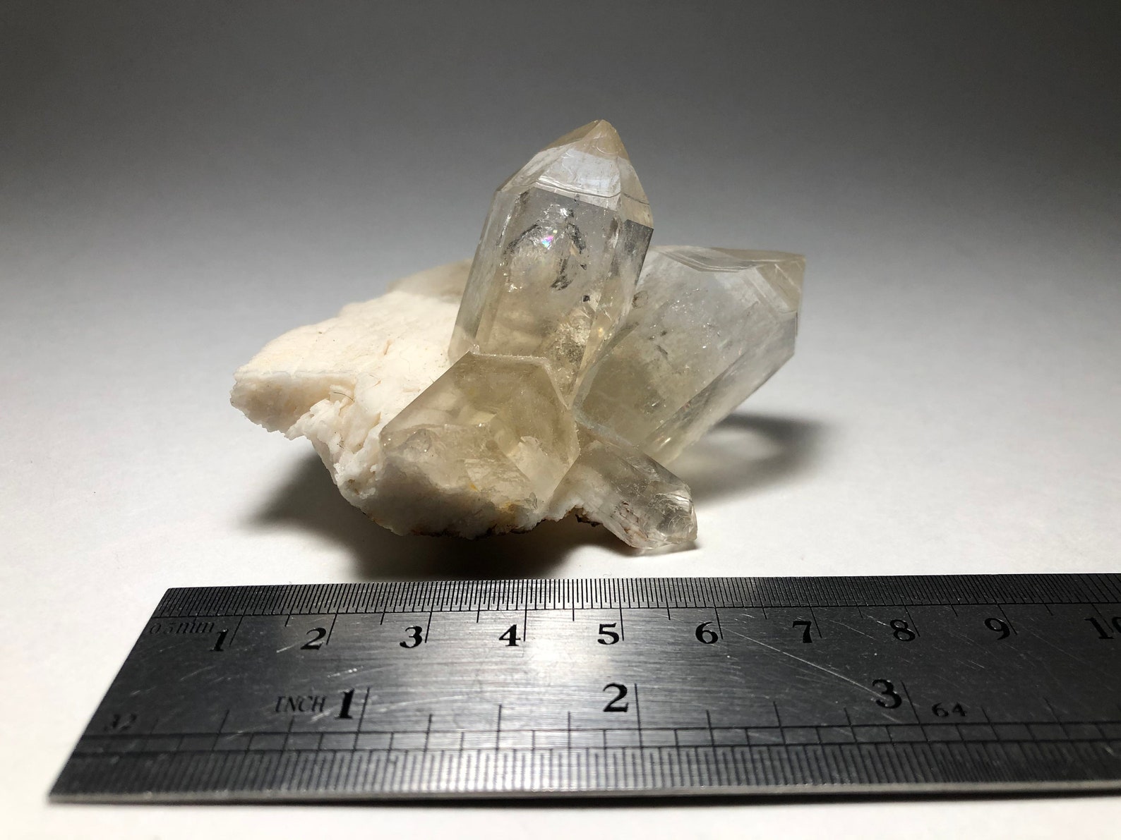 High Luster Quartz Crystal Cluster on White Euhedral Feldspar Etsy