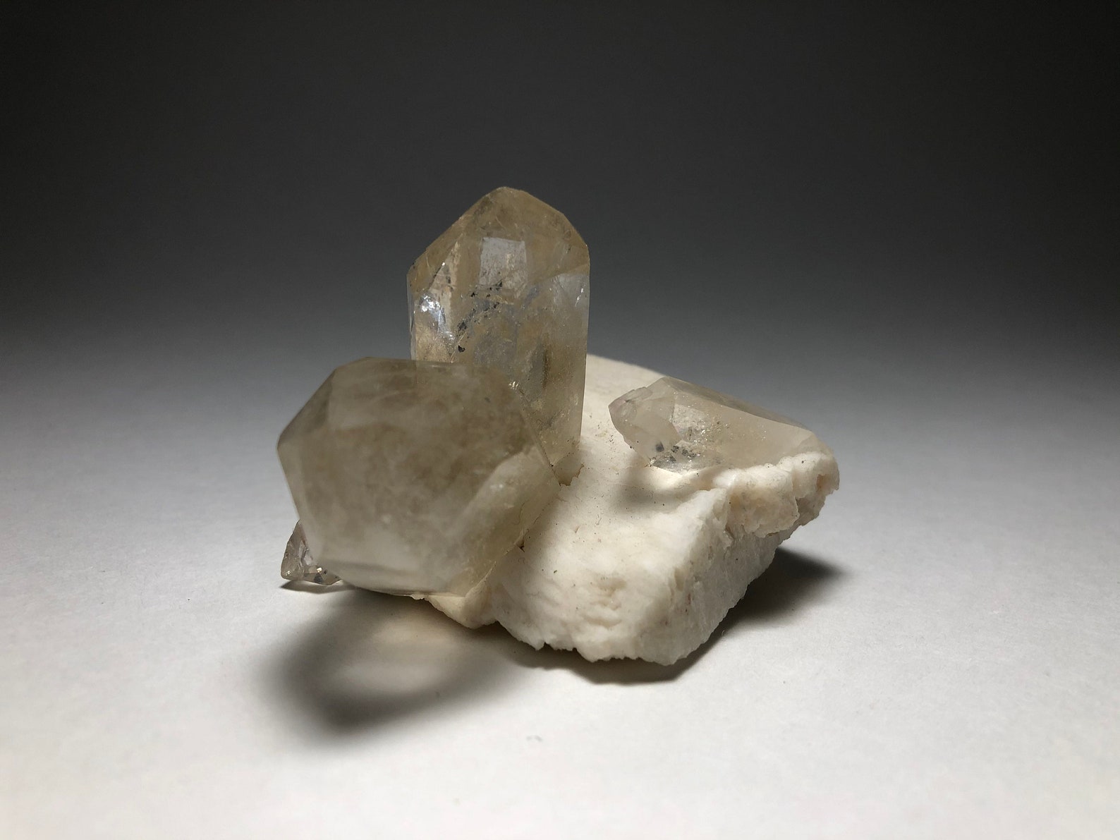 High Luster Quartz Crystal Cluster on White Euhedral Feldspar Etsy