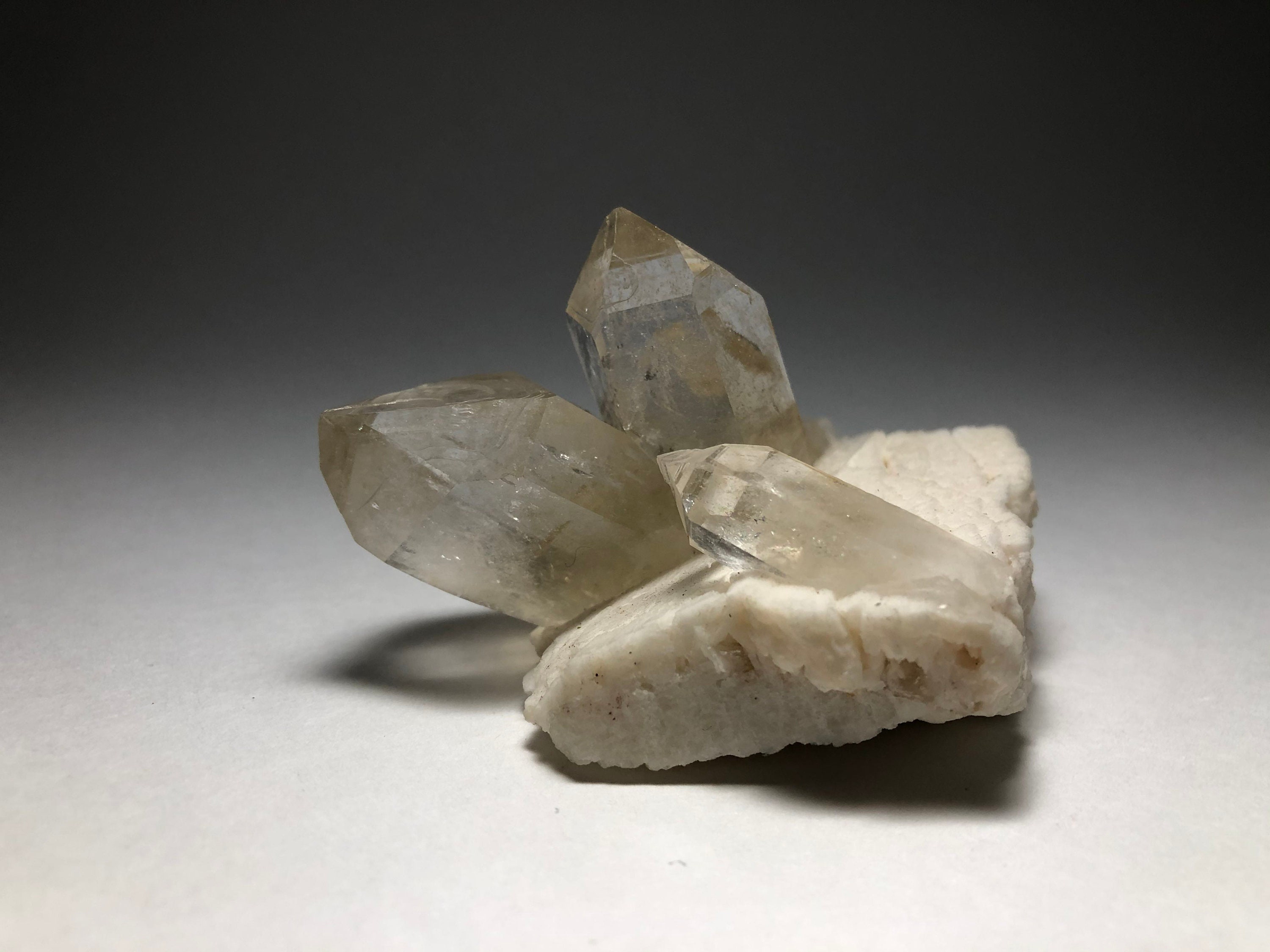 High Luster Quartz Crystal Cluster on White Euhedral Feldspar Etsy