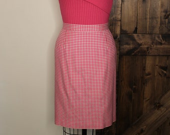red gingham pencil skirt