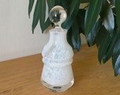 Vintage Caithness Glass perfume bottle Louise in the pearl colour, pretty bathroom shelf decor, 13cm height with stopper, c1980 39 s.
