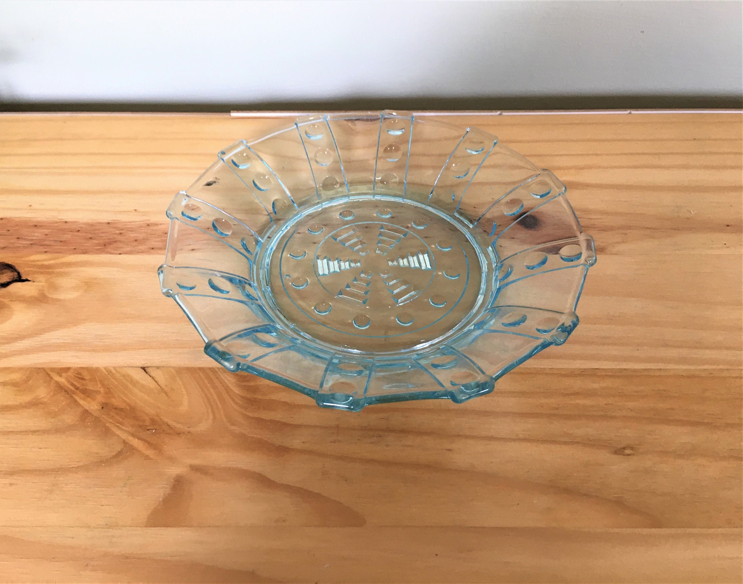 Small Glass Dish Shallow Glass Bowl Pale Blue Glass. Etsy UK