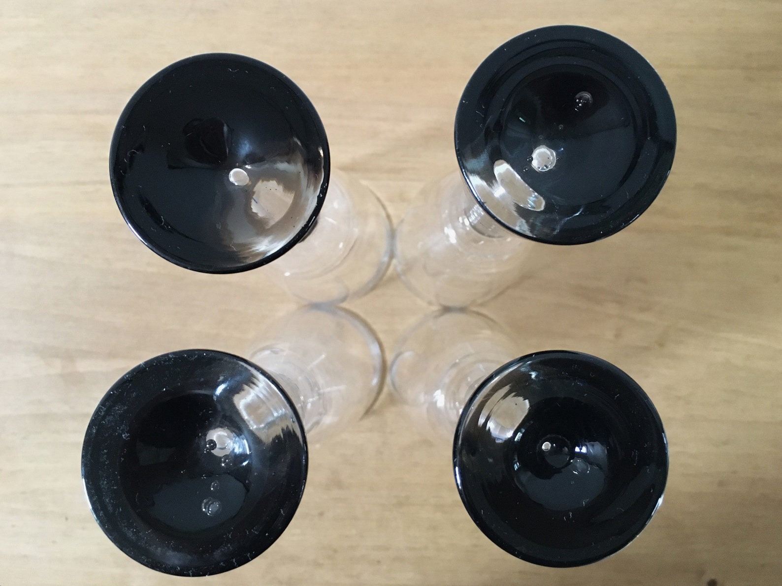 Vintage Sparkling Wine Glasses With Chunky Black Stems Etsy UK
