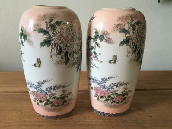 Pair Of Vases Ceramic Floral Vases Marks Spencer Etsy