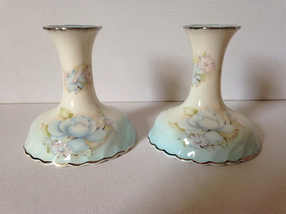 Pair Of Candlesticks Small Ceramic Candlesticks Royal Etsy