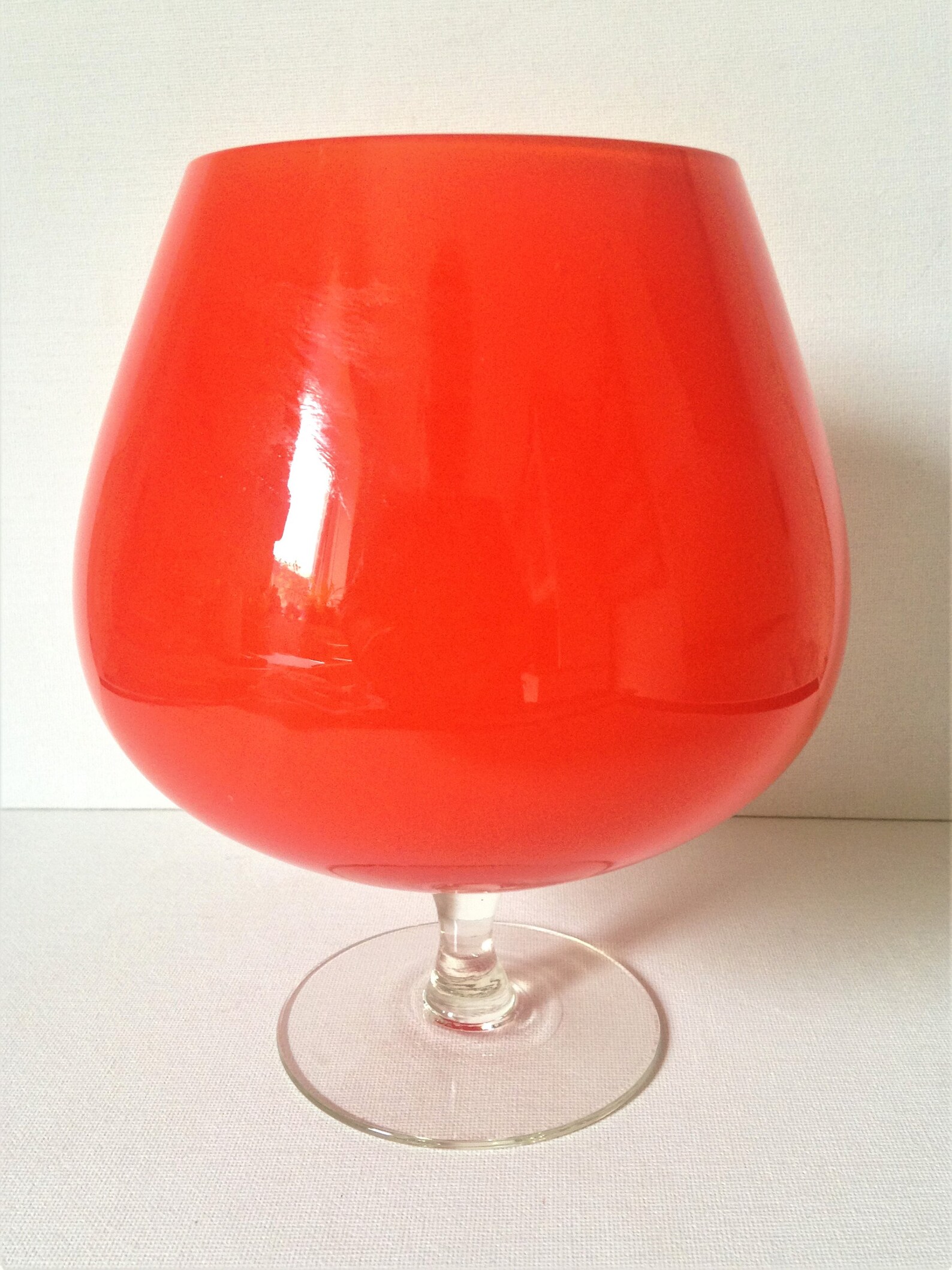 Brandy Balloon Vase Bright Orange Vase Orange Glass. Etsy