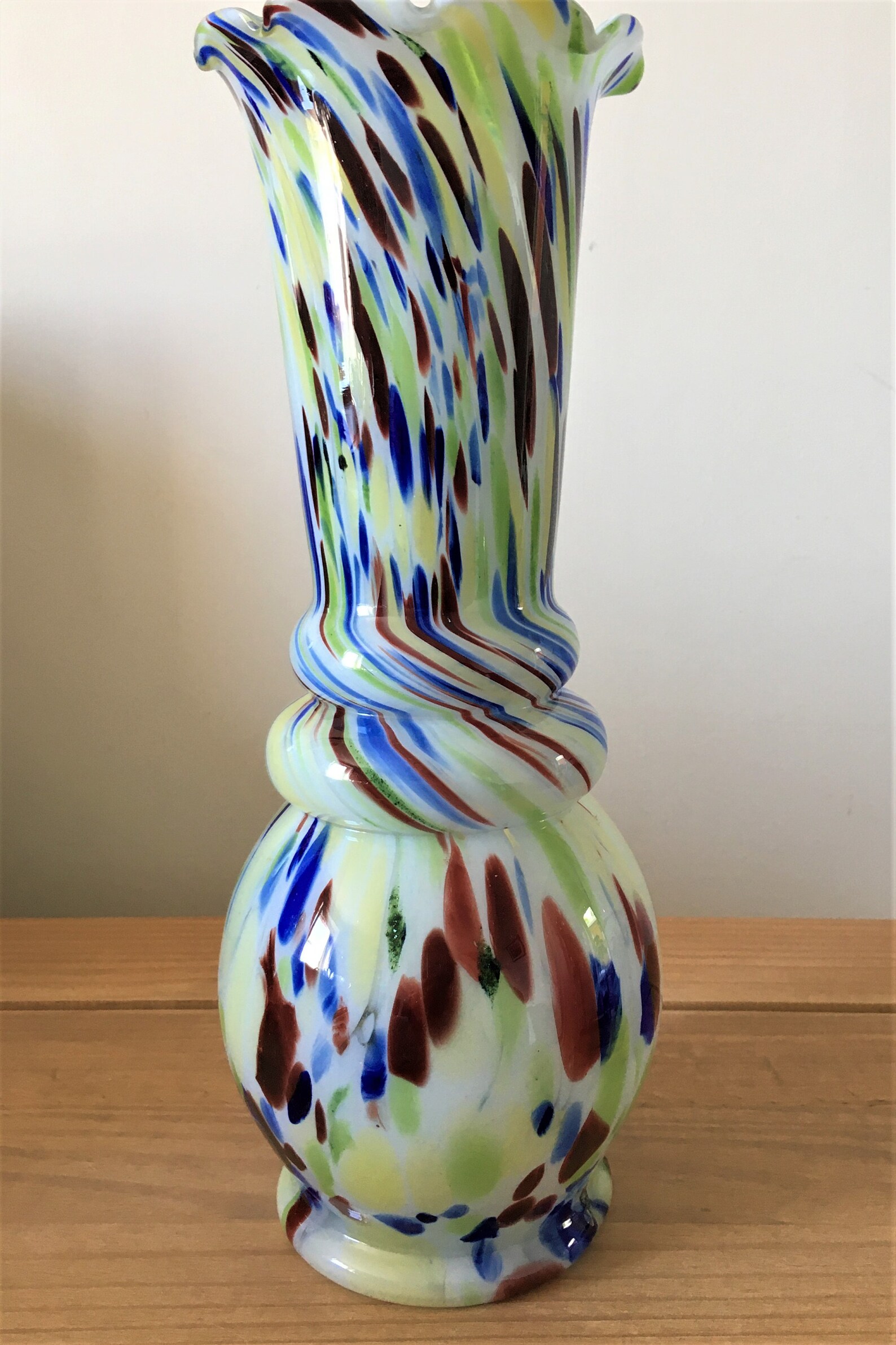 Grand vase en verre vintage en verre de fin de journée Etsy France