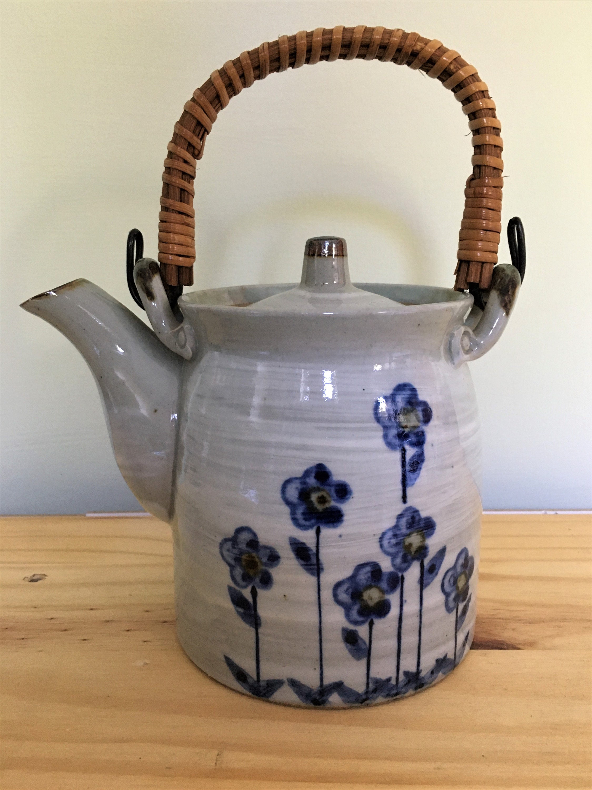 Floral Teapot Wicker Handle Teapot Creative Selection. Etsy