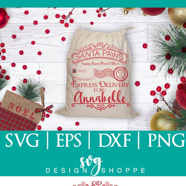 Cricut Designs Santa Paws Christmas SVG Files Stamp SVG Files for Cricut SVG Files for Silhouette Printable Iron On Transfer