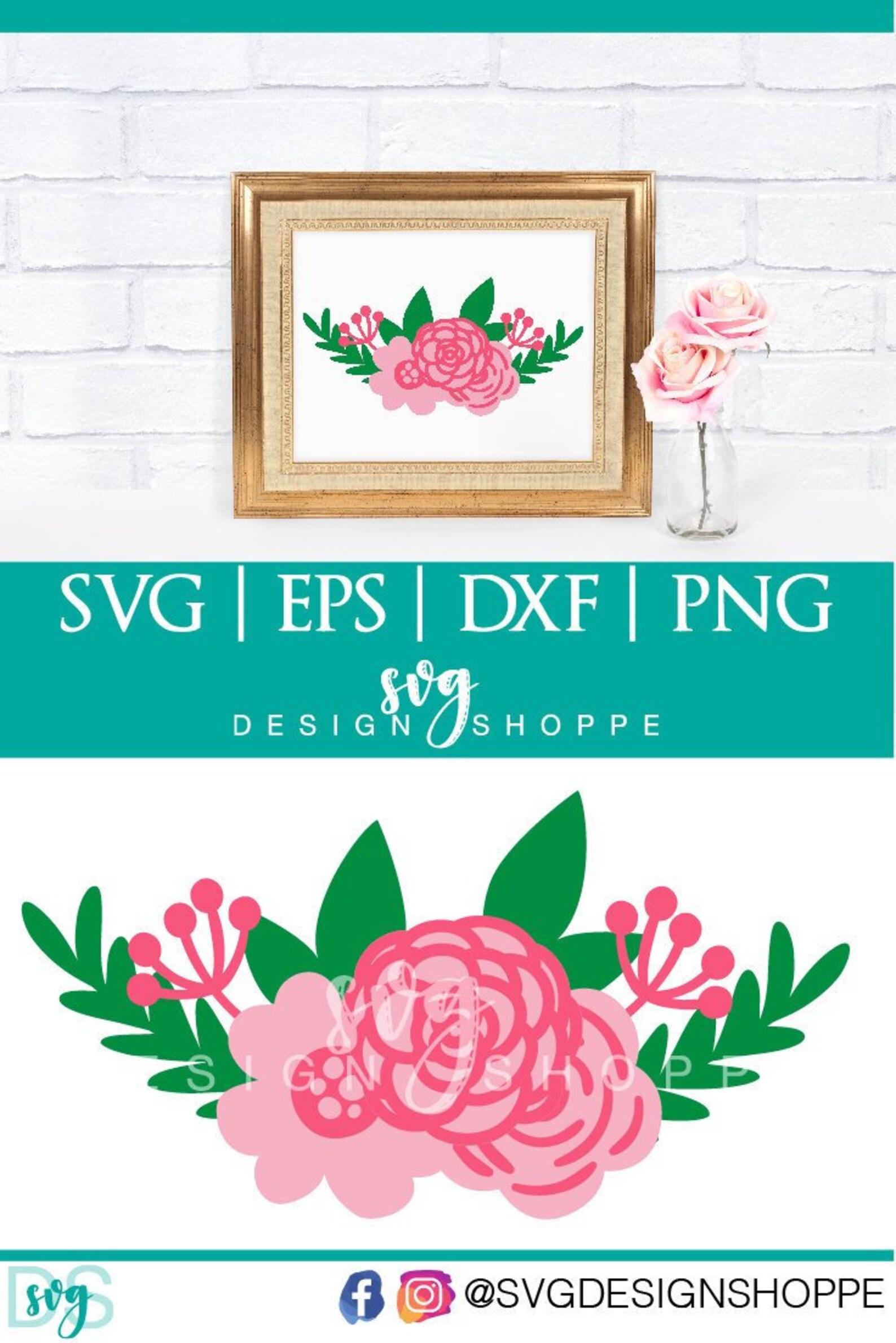 Download Floral Swag svg dxf png eps Cricut Silhouette Studio Cut | Etsy