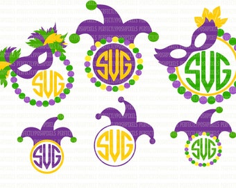 Mardi Gras Monogram Frame SVG Files For Cricut SVG Files For Silhouette Printable Iron-On Transfer Commercial Use Clipart Stencil