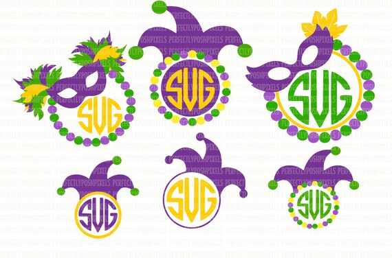 Mardi Gras Monogram Frame Svg Files For Cricut Svg Files For Etsy