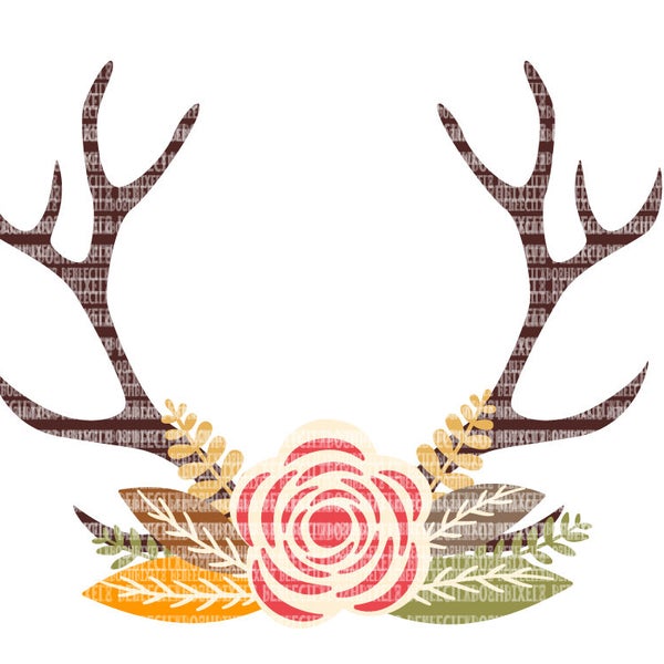 Antler Fall SVG Files Floral Swag Digital File DXF EPS Silhouette Circuit Cut Vinyl File Iron On Decals htv Heat Transfer Vinyl