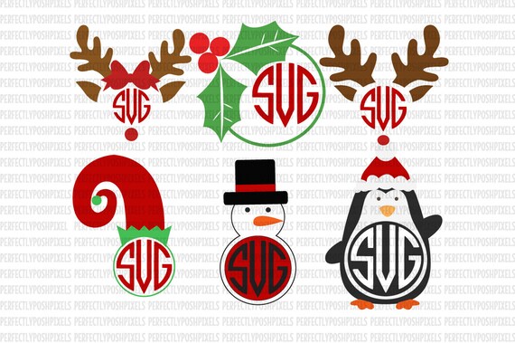 Download Christmas Monogram Reindeer Monogram Snowman Elf SVG Holly ...