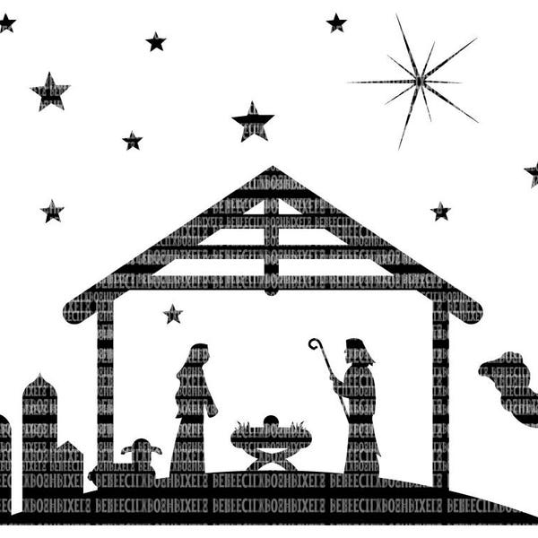 Nativity Christmas SVG Files for Silhouette Cameo and Cricut Design Space Glass Block Designs Commercial Use Ok dxf Printable Clipart