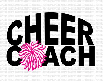 Cheer Coach SVG files for Silhouette Cheerleader Sports Megaphone Cricut Design Space and Silhouette Cameo Cutting Files DXF EPS png Iron On