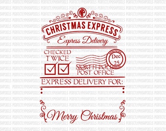 Christmas Vectors for Santa Sacks Letter from Santa Santas Address Santa Label Stamp North Pole Address SVG File Cut Files Silhouette Cricut