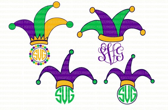 Jester Monogram Frame Mardi Gras SVG Files For Cricut SVG Files For Silhouette Printable Iron-On Transfer Commercial Use Clipart Stencil