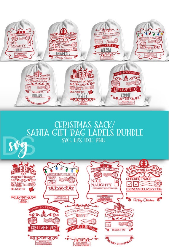 Download Christmas Sack Svg Santa Gift Bag Personalized Rudolph Etsy