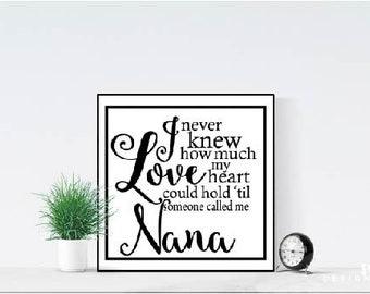 I never know knew how much love my heart could hold svg Mothers Day svg Nana design cutting files for Cricut Silhouette SVG EPS files