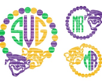 Mardi Gras SVG Monogram Frame SVG Files For Cricut SVG Files For Silhouette Printable Iron-On Transfer Commercial Use Clipart Stencil