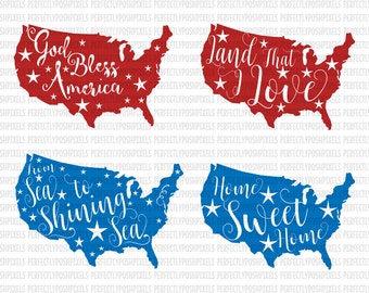 4th of July svg files, Land that I love, God Bless America svg, Patriotic SVG DXF EPS, Silhouette Studio, Cricut Design Space, Scrapbooking