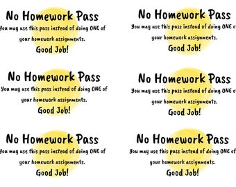 printing for homework Watercolor No Homework Passes