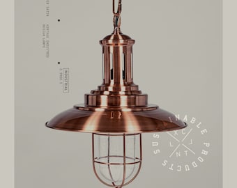 Mrs. Copper Satin - Retro Vintage Industrial Design Copper Metal Hanging Lamp | Suspension lamp | the gift idea