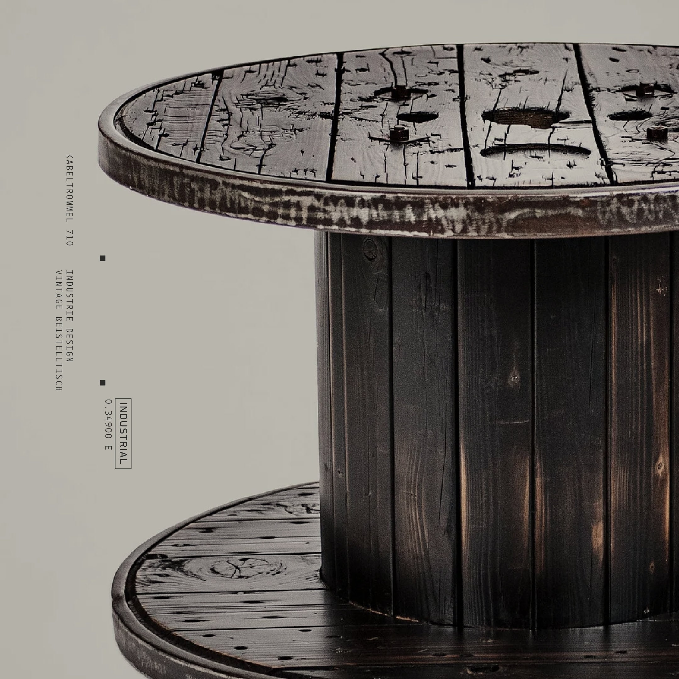 Cable Drum 710 - Round Vintage Upcycled Loft Side Table on Castors ...