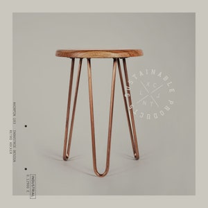xcllnt prdct "HairPin 103" black handmade industrial design stool made of metal with wooden seat, ideal for kitchen, office or coffee shop